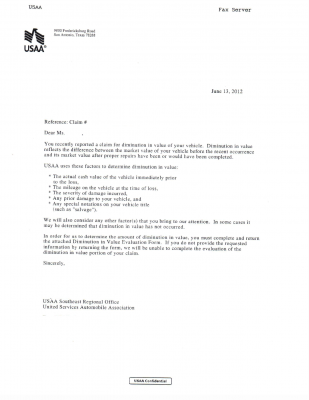 USAA DIMINISHED VALEU APPRAISAL LETTER