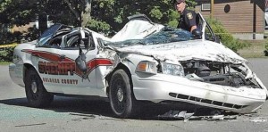 crown victoria police car wrecked