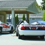 police cars crushed by wreck