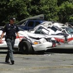 wrecked police cars