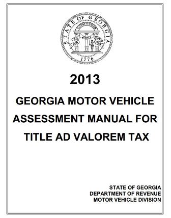 GEORGIA MOTOR VEHICLE ASSESSMENT MANUAL FOR TITLE AD VALOREM TAX