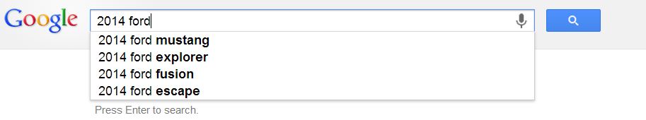 2014 Model Year - Top Searches According to Google