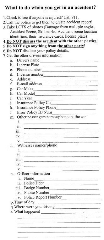 Car Accident Checklist
