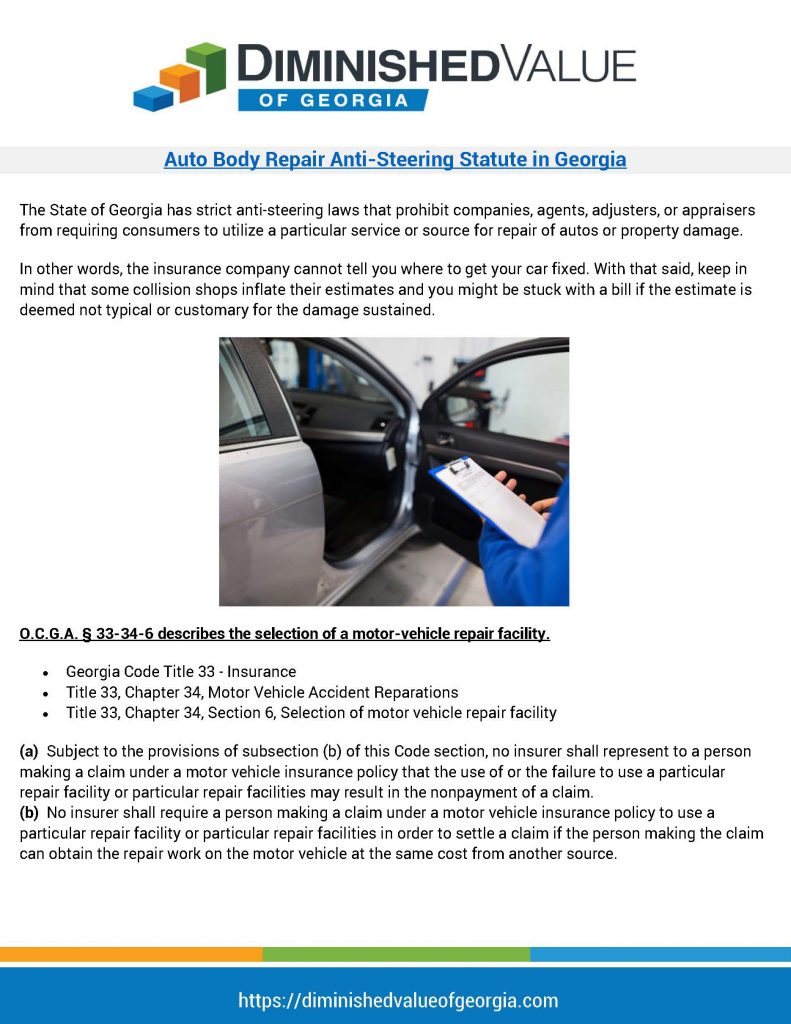 Auto Body Repair Anti-Steering Statute in Georgia