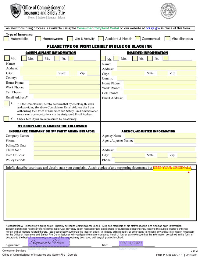 Consumer Complaint Form 2
