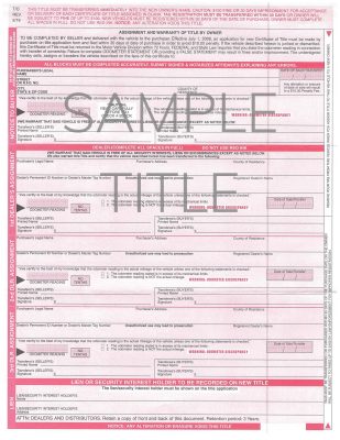 Georgia Certificate of Title Back Page 2