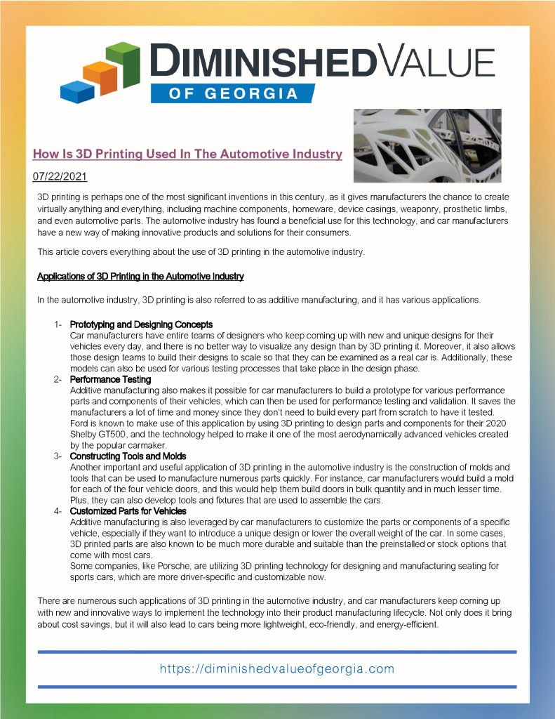 How Is 3D Printing Used In The Automotive Industry