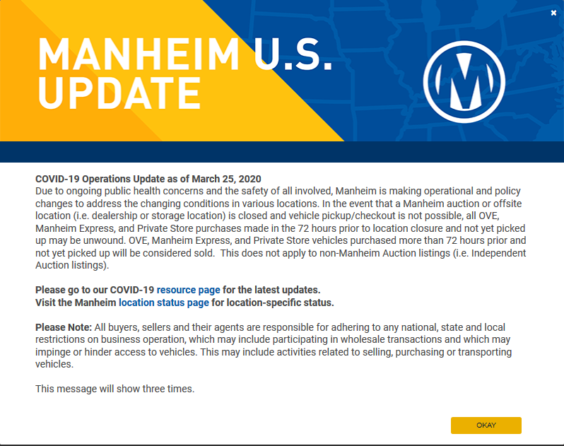 Manheim COVID-19 Operations Update