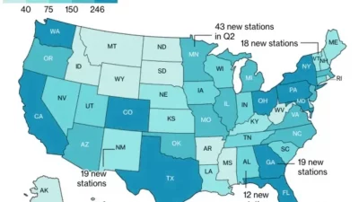 Map of New EV Charging Stations Added in the US During Q2 2024_