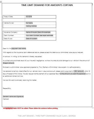 TIME LIMIT DEMAND FOR AMOUNTS CERTAIN