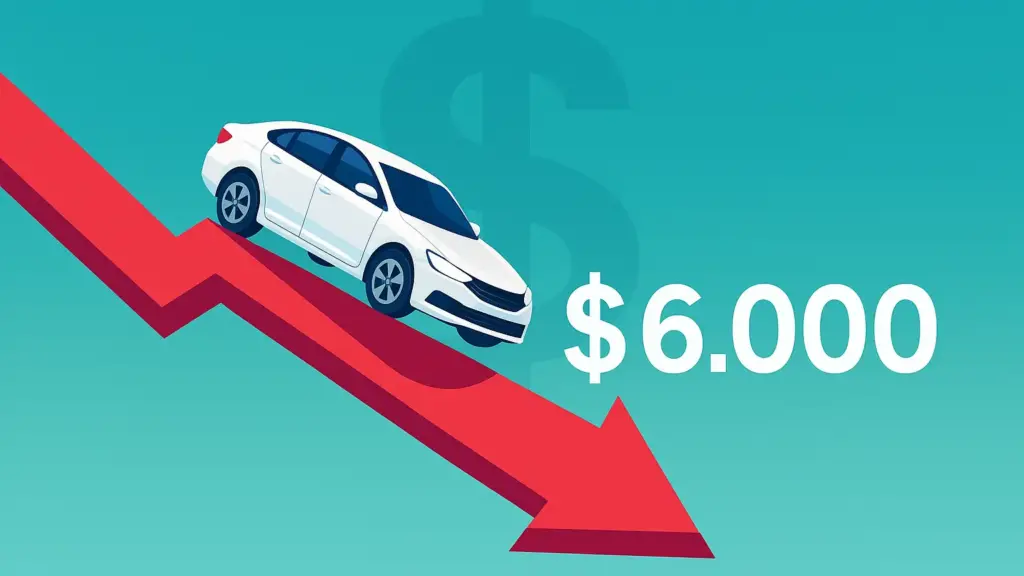 The Illustration of a car ontop of a red down arrow, displaying the Average Diminished Value Claim payout