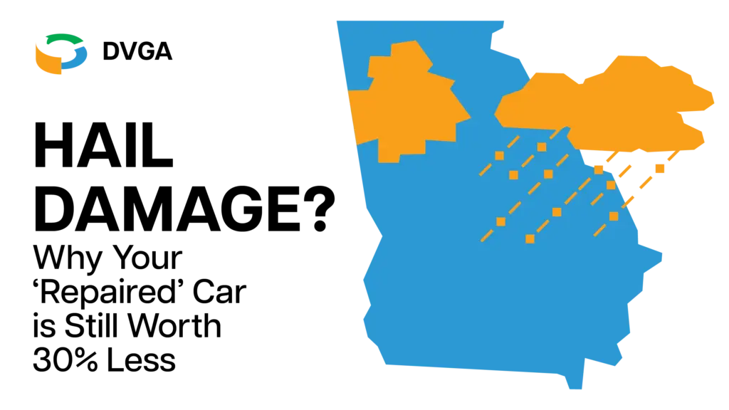 Hail Damage? Why Your ‘Repaired’ Car is Still Worth 30% Less.

Map of Georgia with hail over it.
